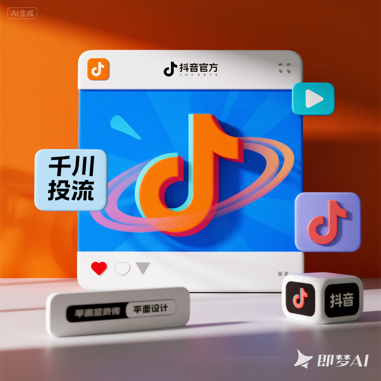 jimeng-2025-08-15-8702-电商风格，背景突出抖音的特点，就写，千川投流.png